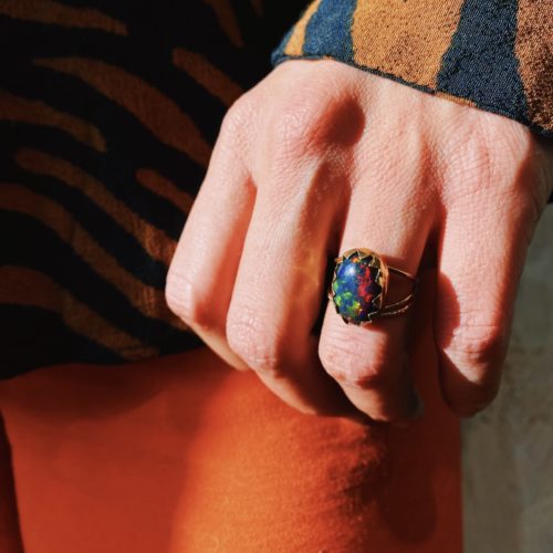 bague opale noire