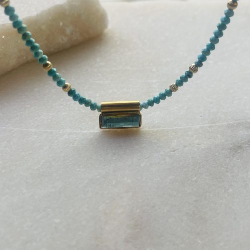 collier tourmaline et turquoise