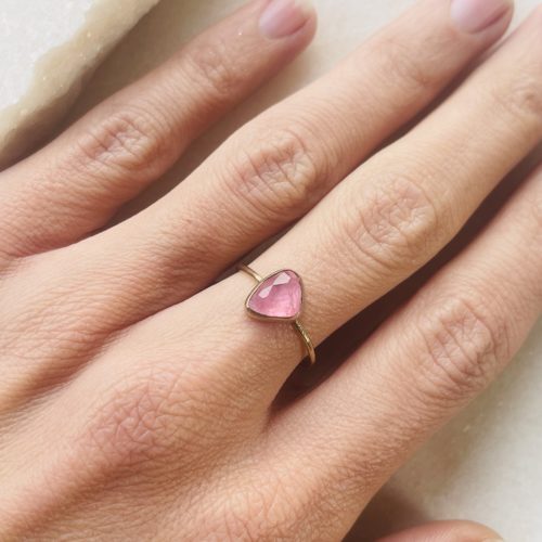 bague tourmaline rose clair